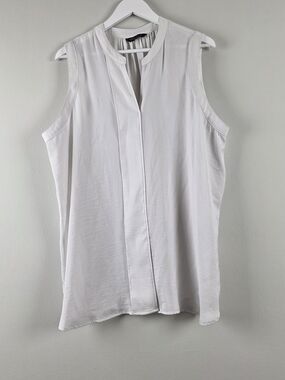 Women's White Sleeveless Split-Neck Blouse
